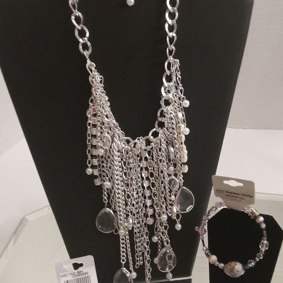 NWTS EFM & GOLDEN STELLA NECKLACE EARRINGS & BRACE - Picture 1 of 8